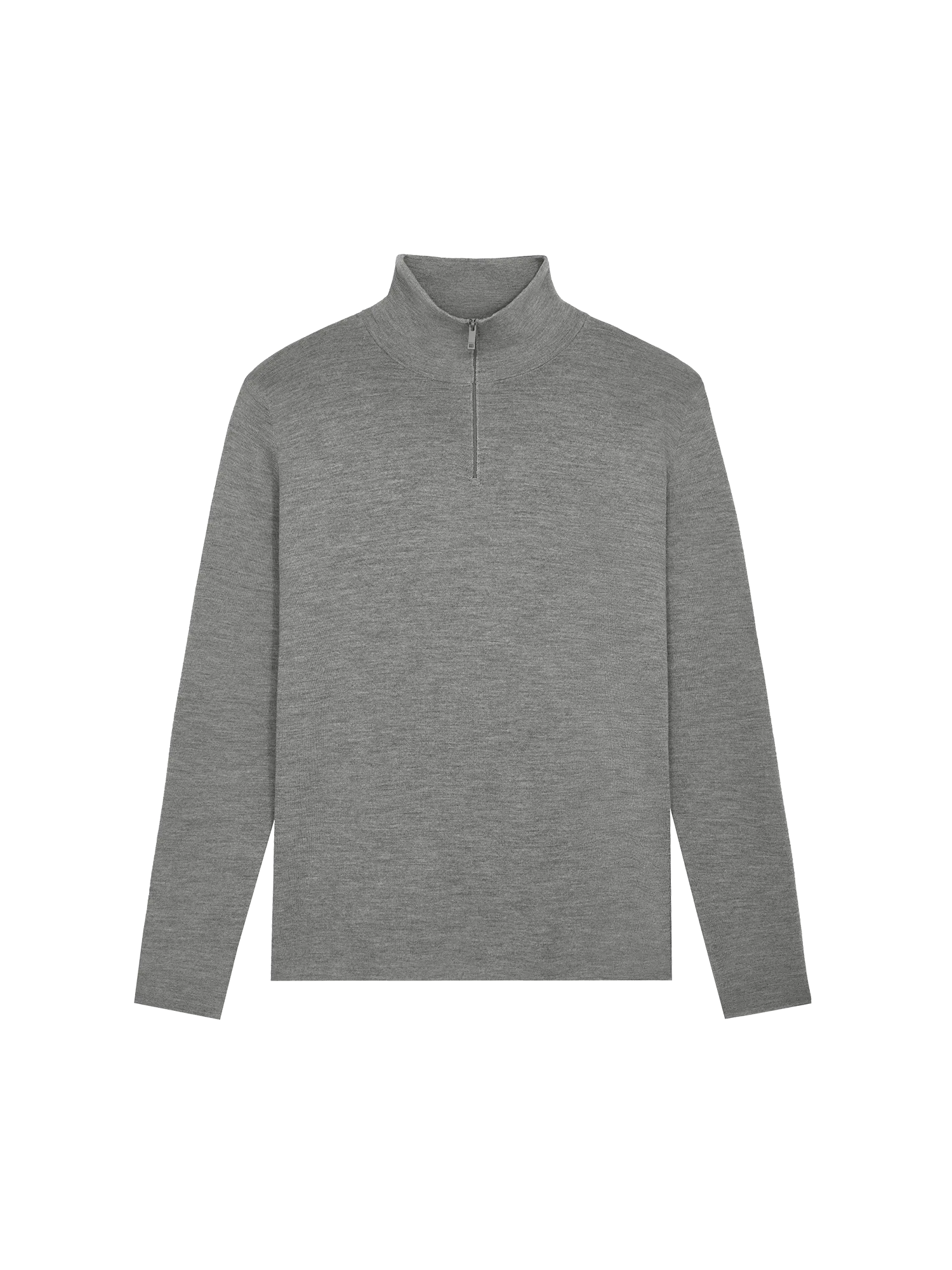 Regenerative Merino Wool Half-Zip Sweater—grey marl