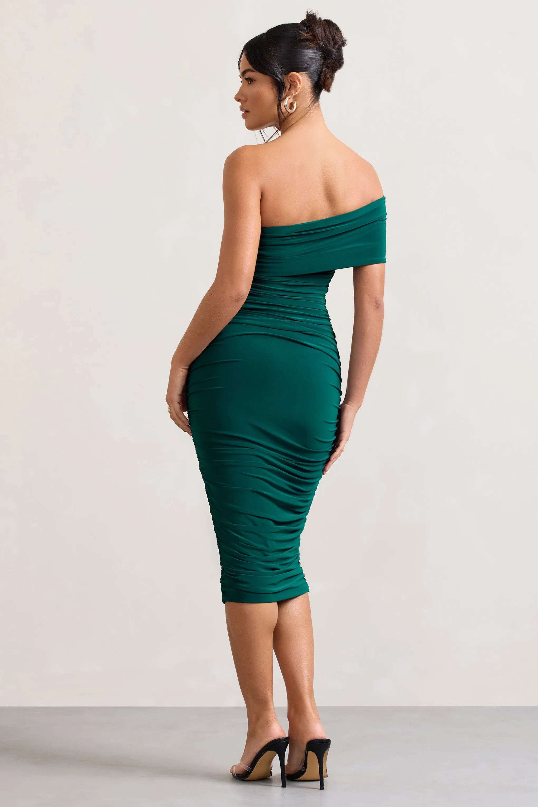 Remember Me | Bottle Green One Shoulder Midi Dress