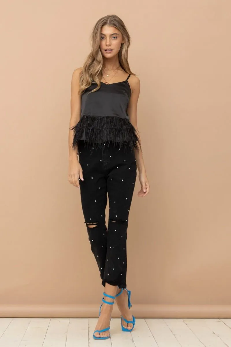 Rhinestone Distressed Jeans