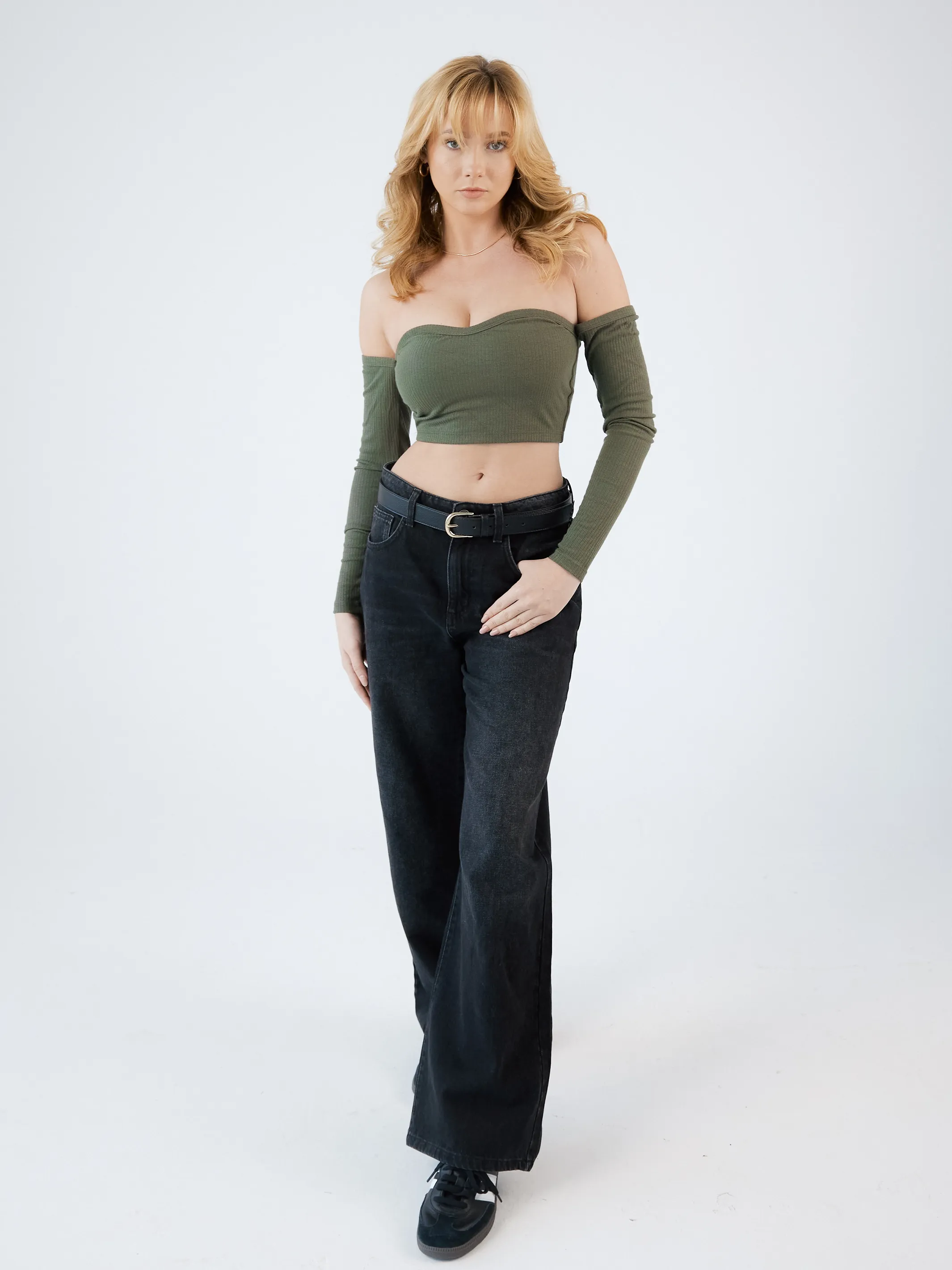 Ribbed Long Sleeve Tube Top Brami