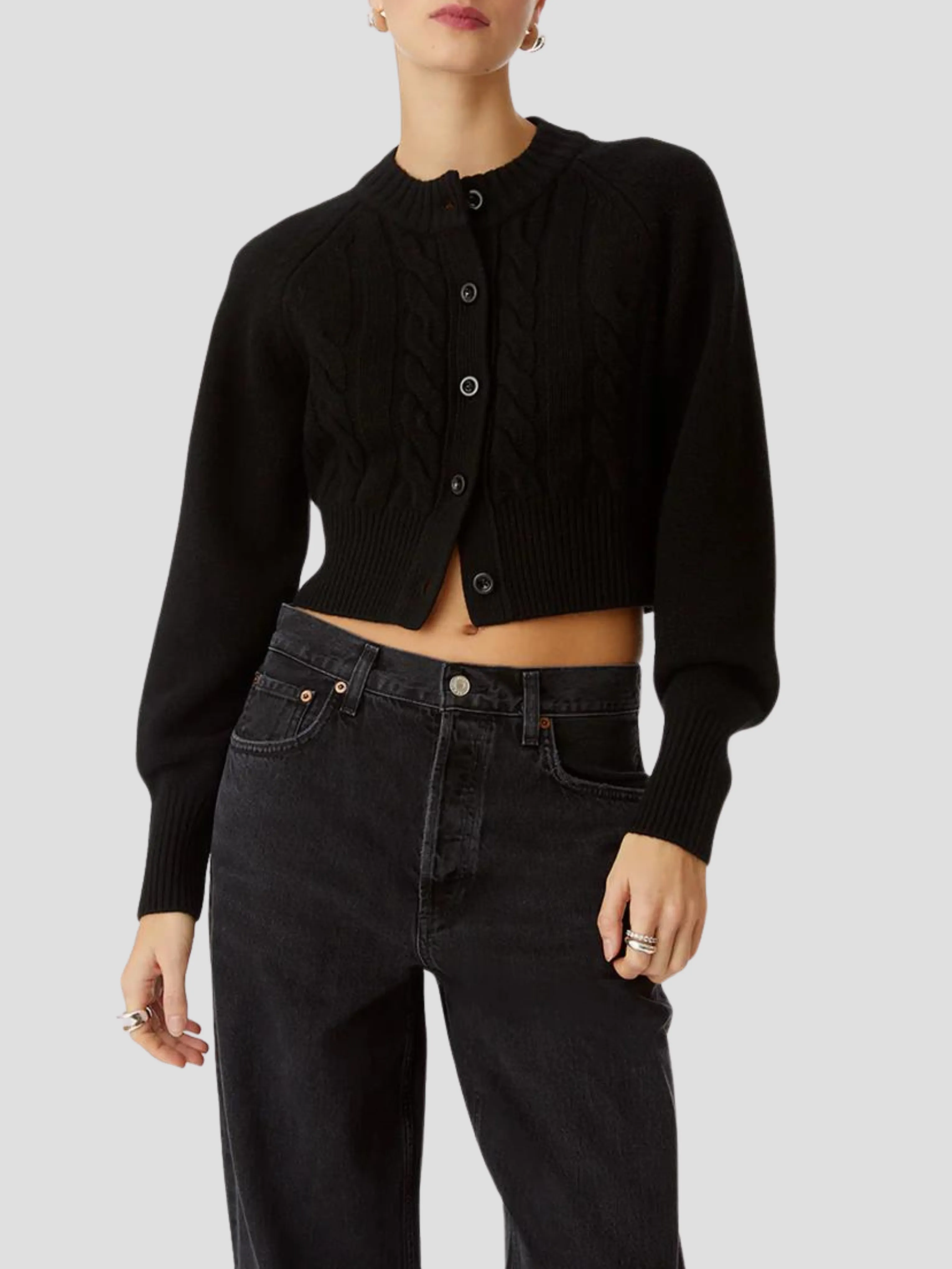 Rita Cropped Cardigan in Black