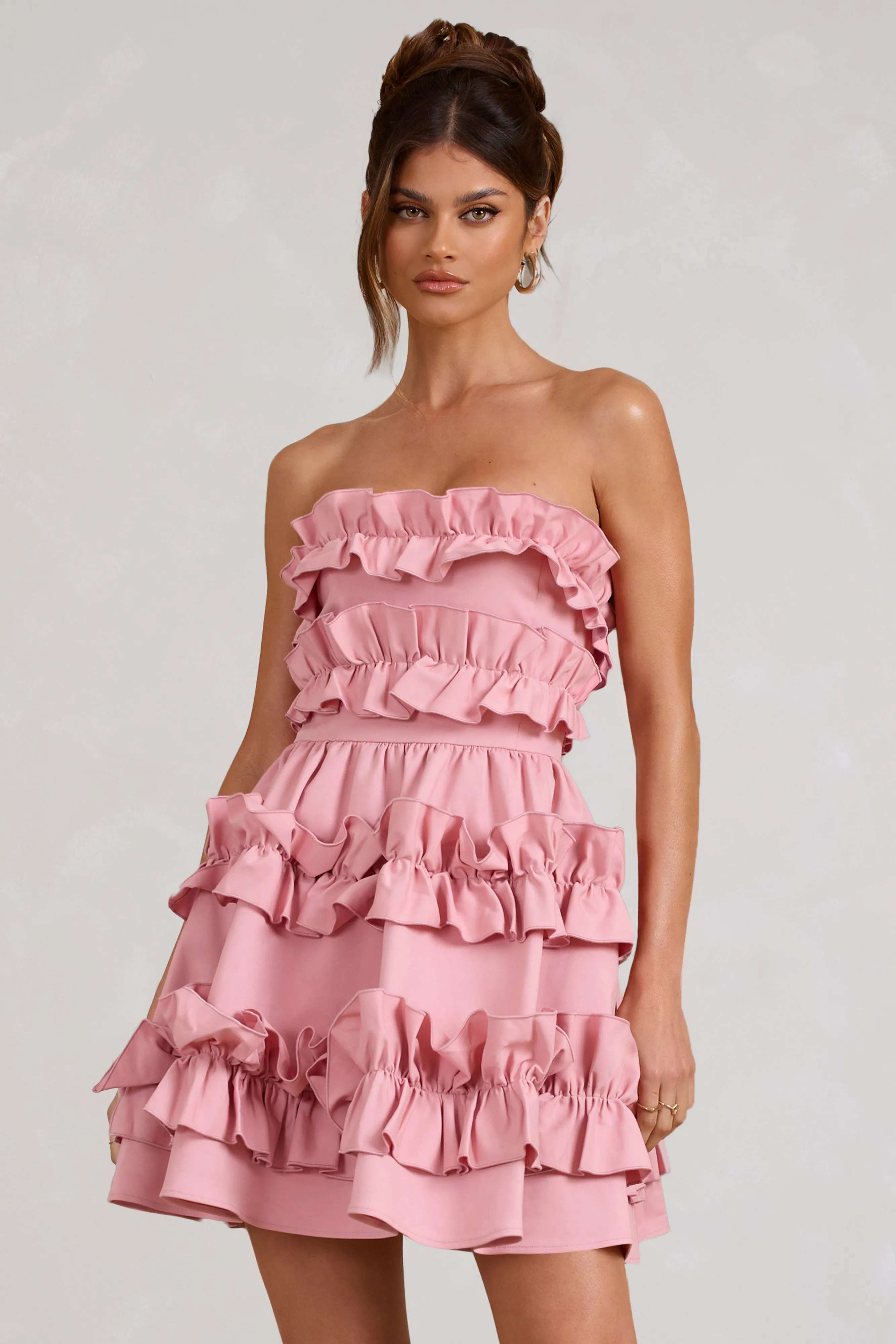 Rosette | Blush Ruffled Bandeau Mini Dress