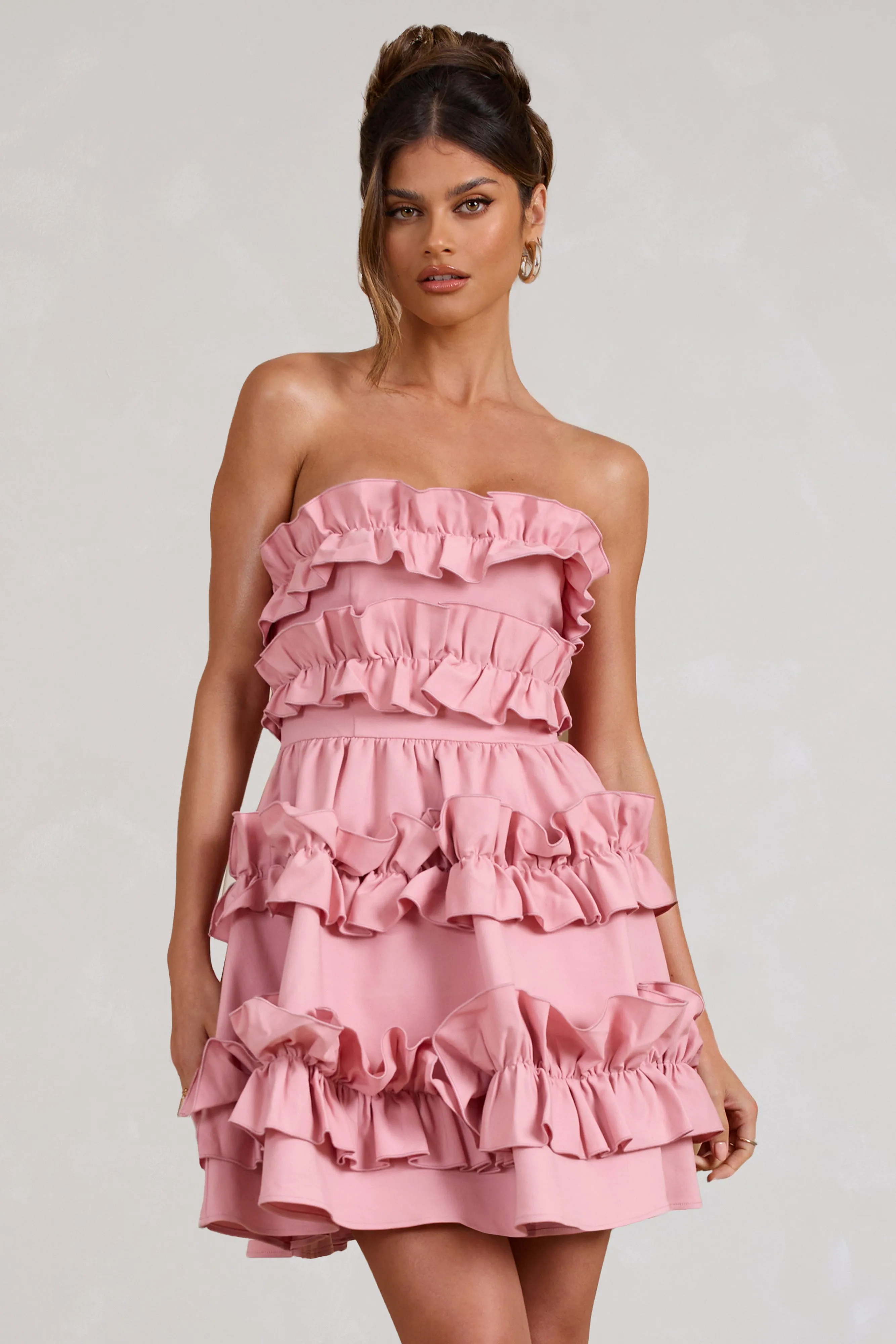 Rosette | Blush Ruffled Bandeau Mini Dress