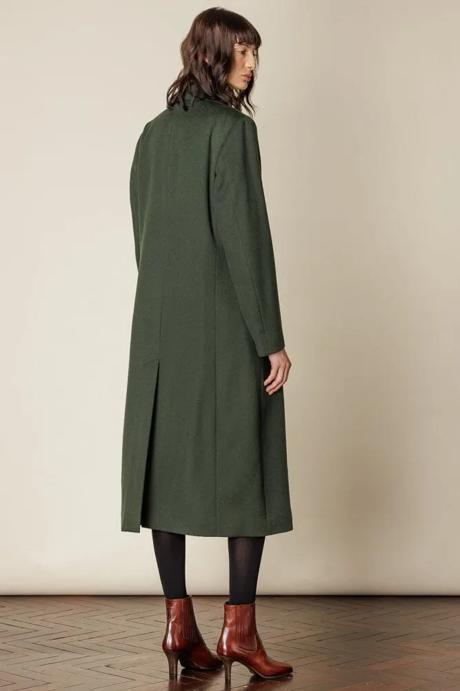 (RTW) Long 6 Button Double Breasted Broad Peak Coat  - Olive Wool