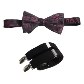 Self Tie Bow Tie Paisley Jacquard and Adjustable Stretch Suspender Sets