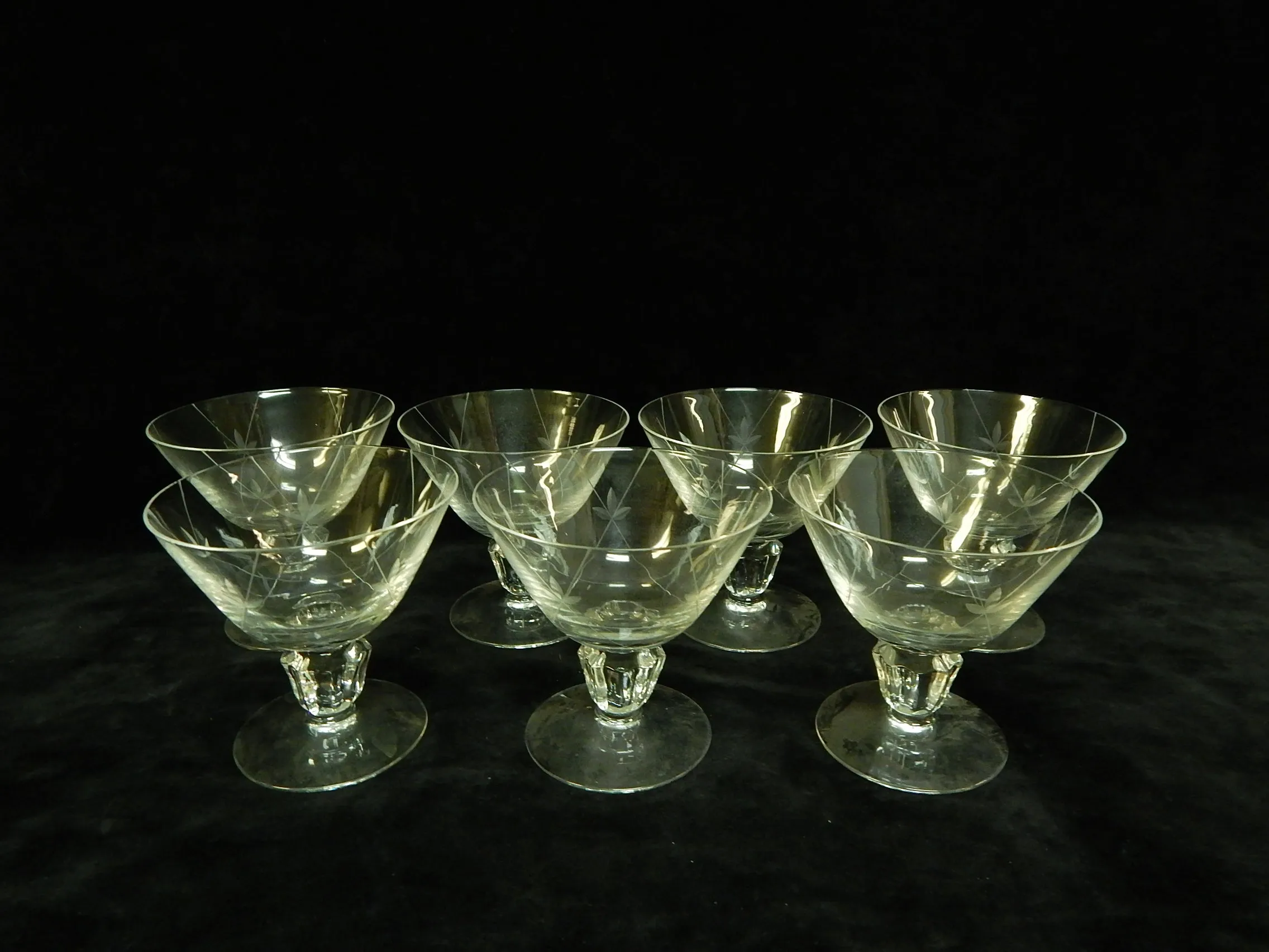 Set of 7 Fostoria "Crest" Champagne/Sherbet Glasses - Very Good Condition