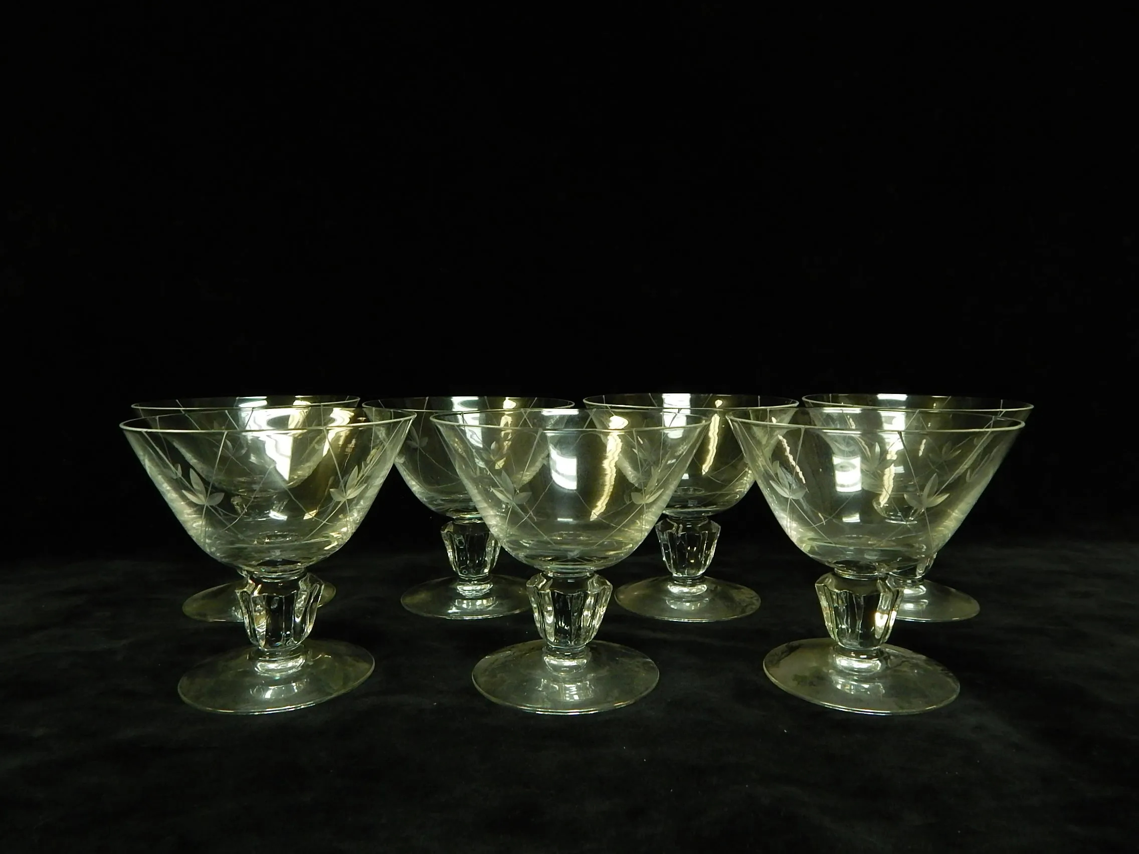 Set of 7 Fostoria "Crest" Champagne/Sherbet Glasses - Very Good Condition