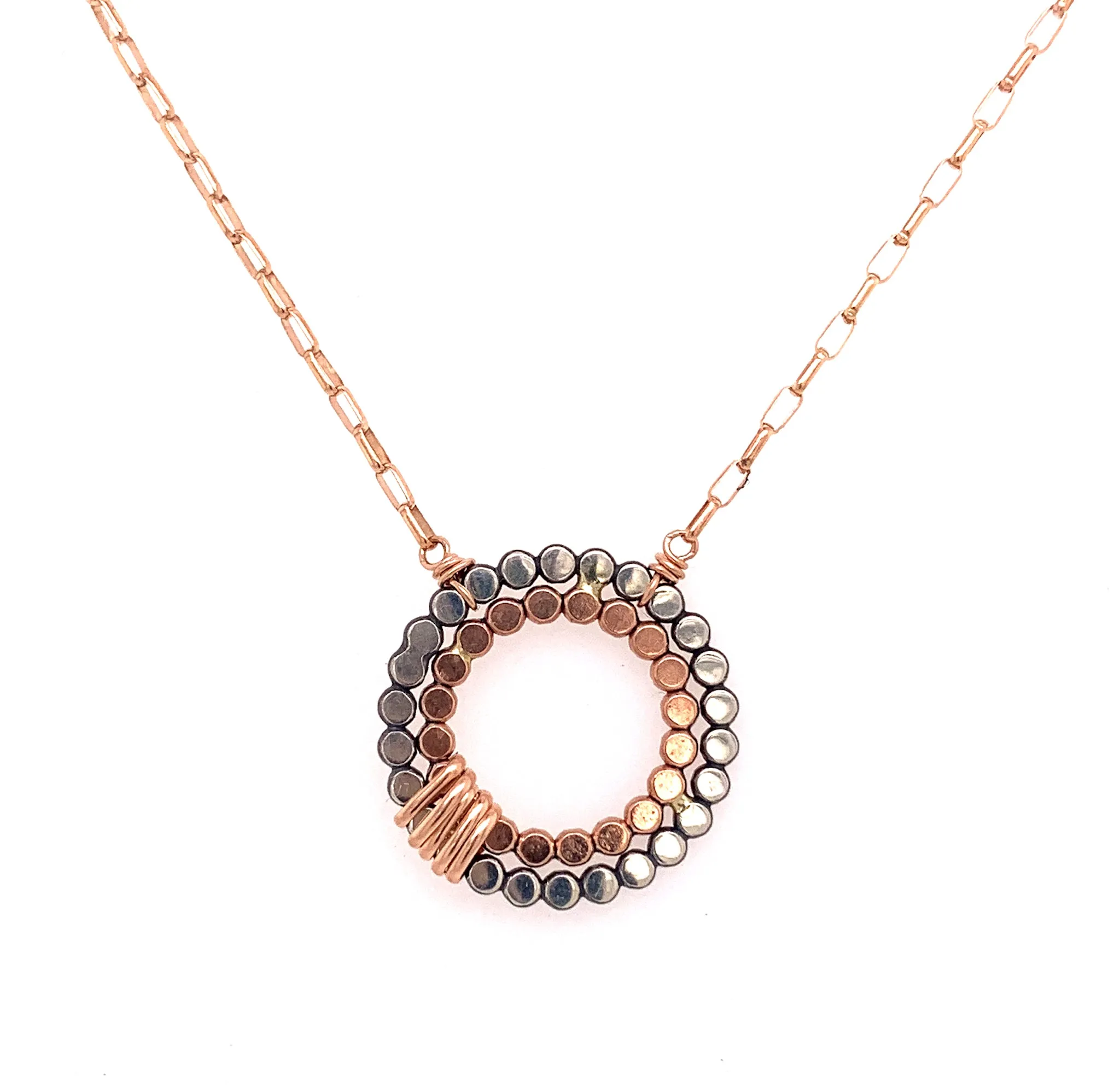 Signature Small Double Beaded Circle Necklace (N1893)