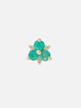 Single Emerald Pave Flower Stud Earring