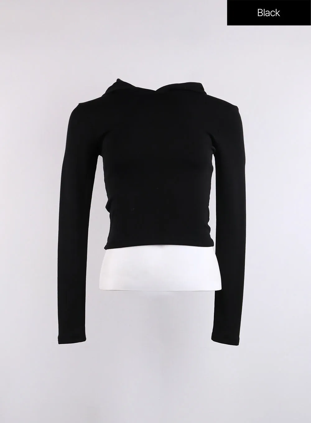 Solid Cropped Hoodie CJ423