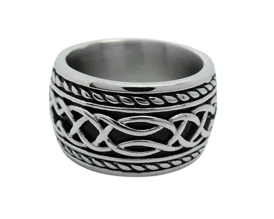 Stainless Steel 14mm Celtic Infinity Knot Biker Band Ring