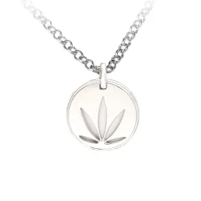 Sterling Silver Modern Leaf Cutout Disc Pendant