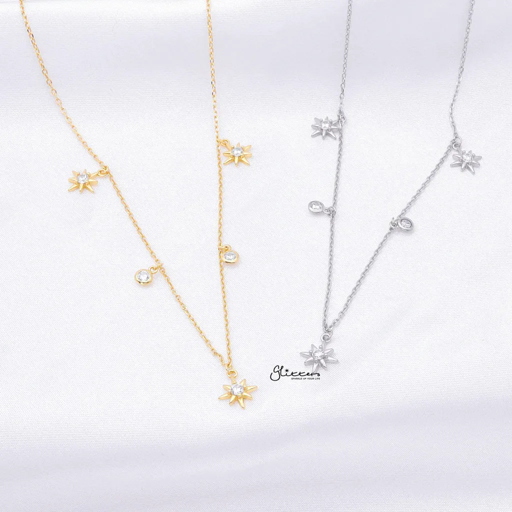 Sterling Silver Stars Charms Necklace - Gold