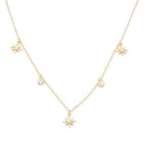 Sterling Silver Stars Charms Necklace - Gold