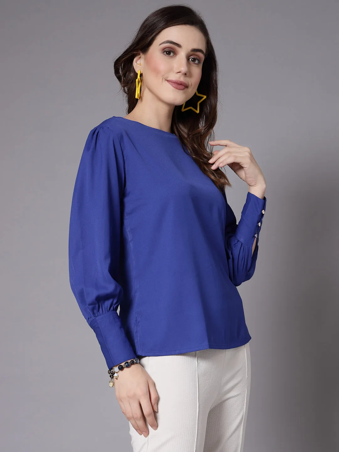 Style Quotient Women blue solid top