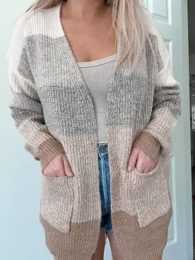 Taupe Colorblock Cardigan