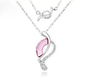 The double pink leaf necklace