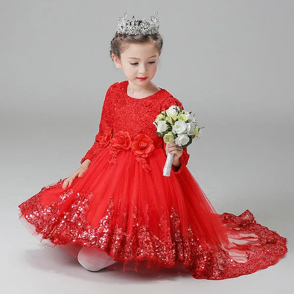 The Janny Flower Girl Dress (Long Sleeves) (Available in 3 colours)