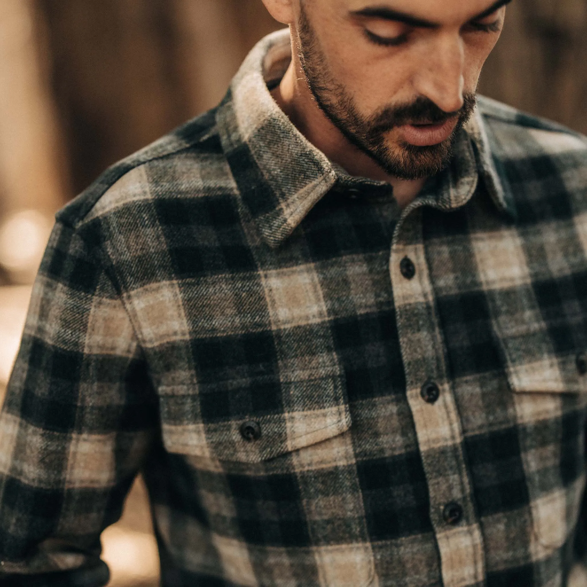 The Maritime Shirt Jacket in Dried Pine Plaid