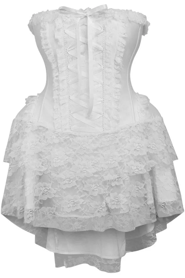 Top Drawer Steel Boned Strapless White Lace Victorian Corset Dress