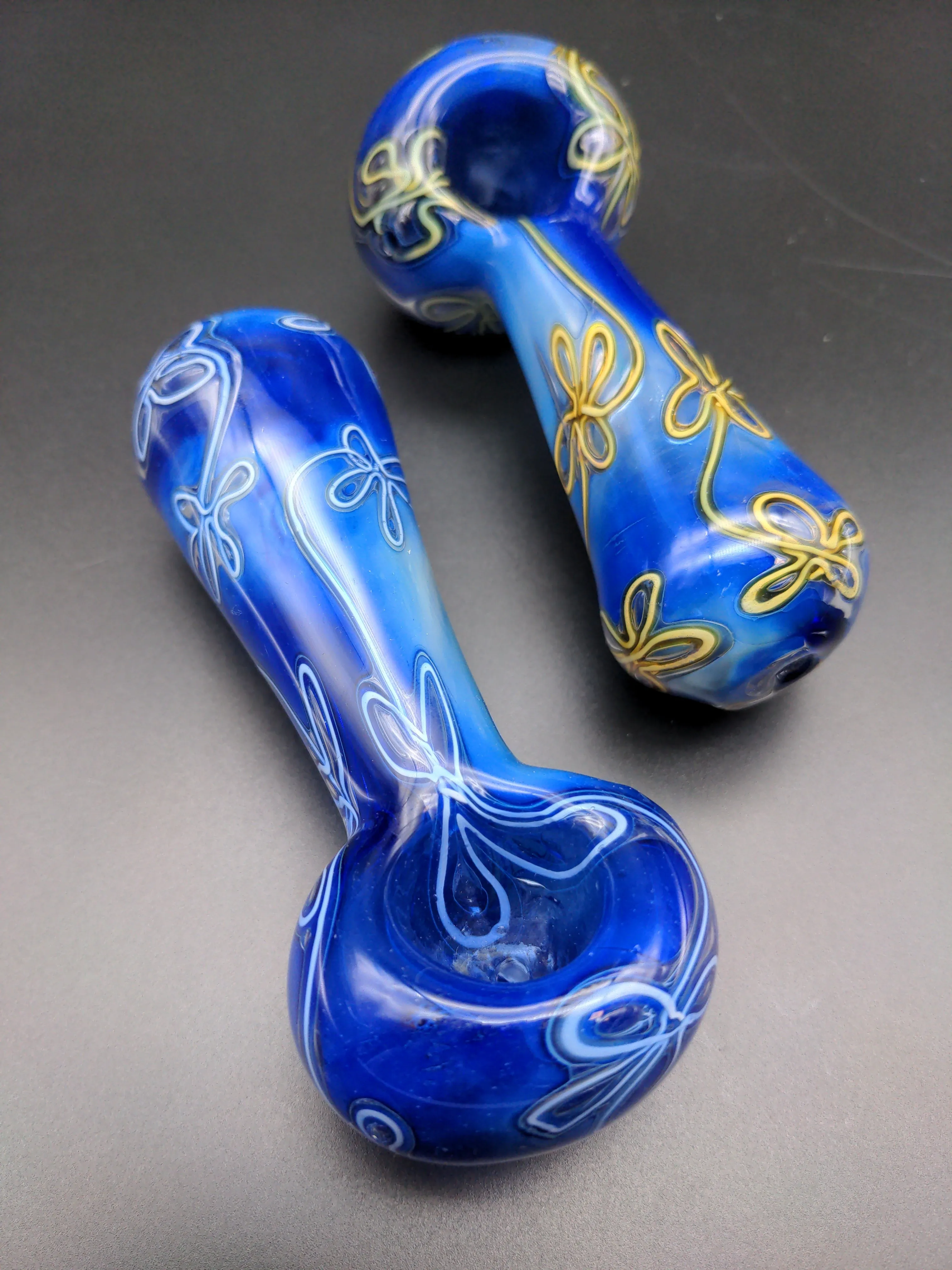 Trippy Floral Double Glass Spoon Pipe - 5