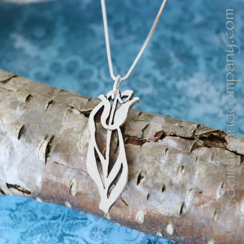 Tulip Pendant Necklace in Sterling Silver