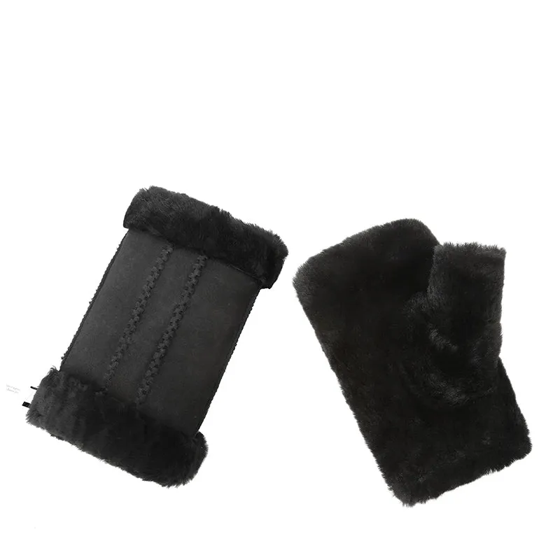 UGG Fluffy Fingerless Wool Mittens