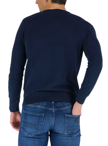 US Polo Assn Men's crew neck sweater in Burt cotton 64878-53241 179 blue 