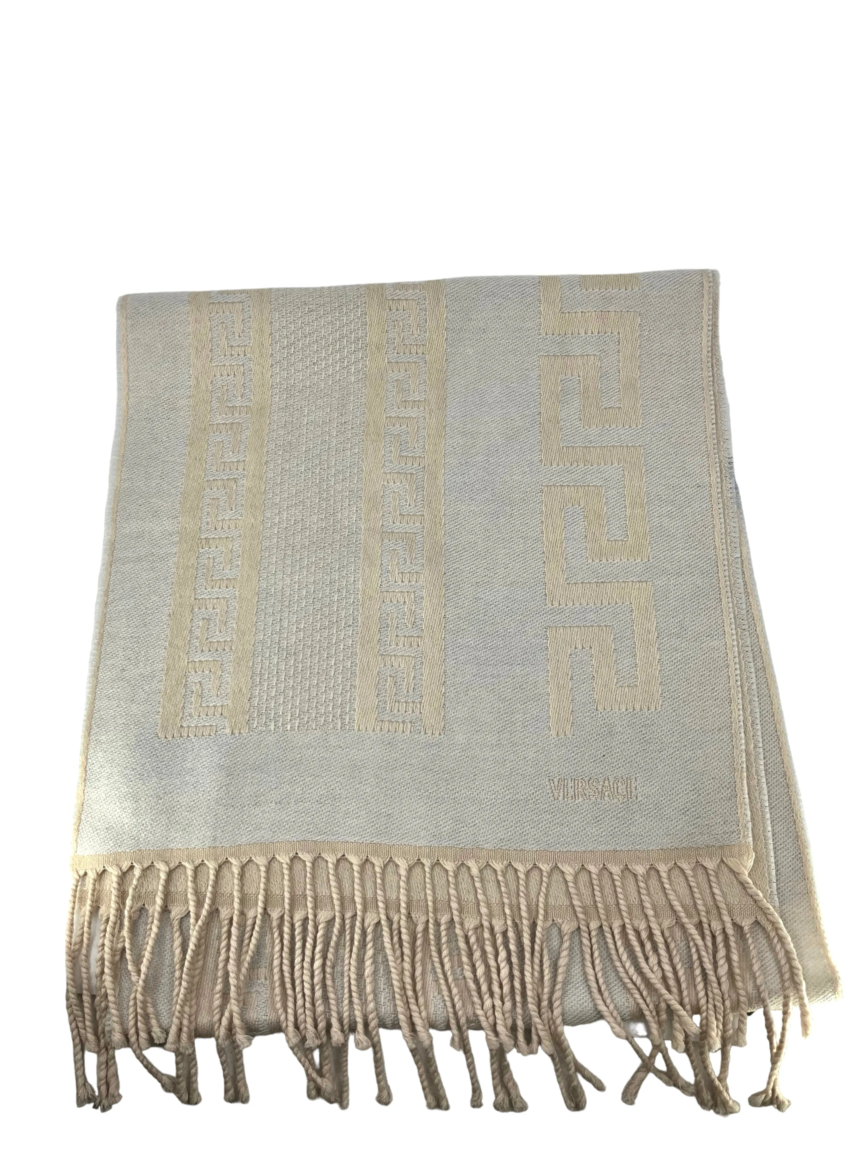 Versace Gray Wool Scarf