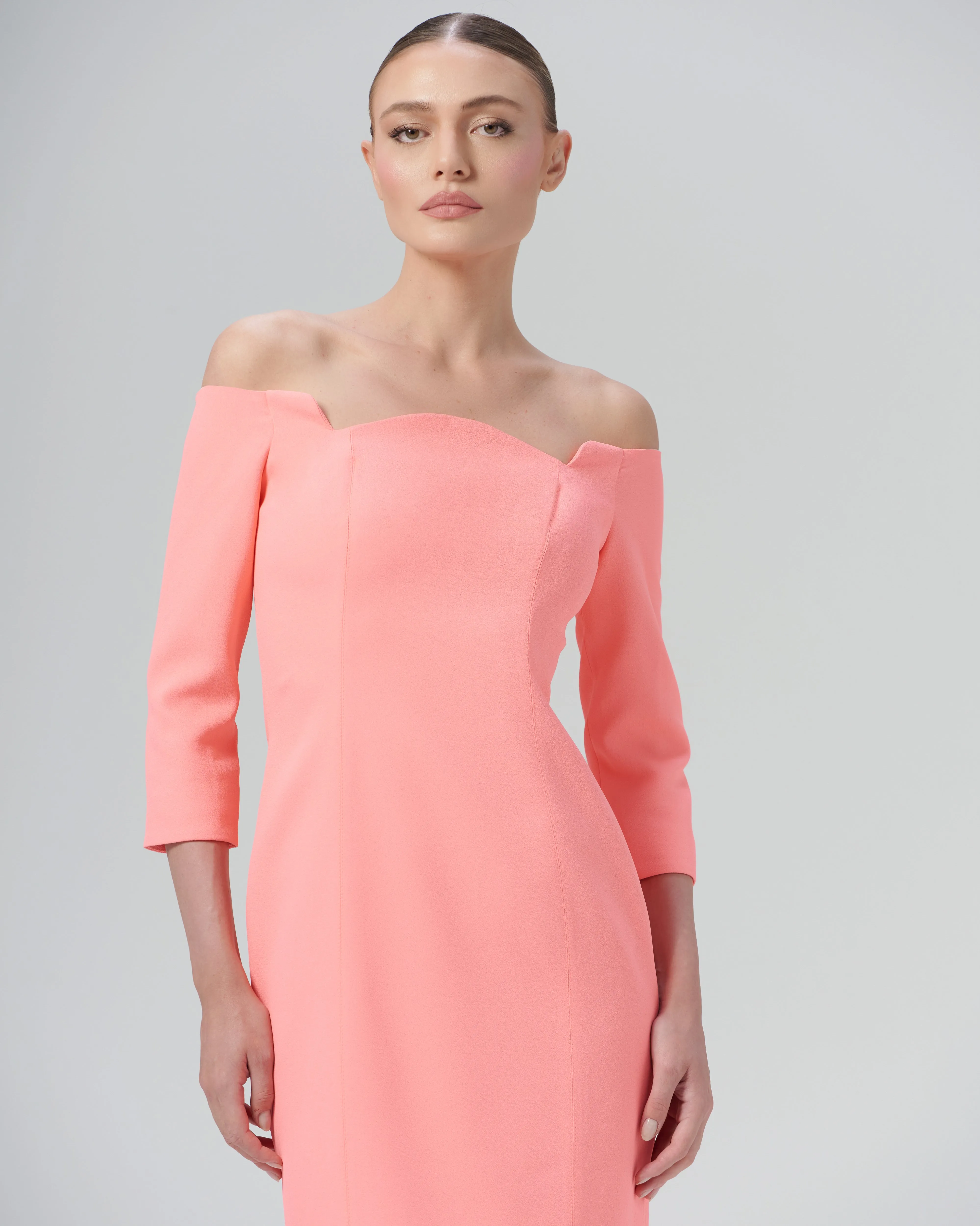 VESTIDO NXT LVL ELLIE NEON CORAL DECOTE OMBRO