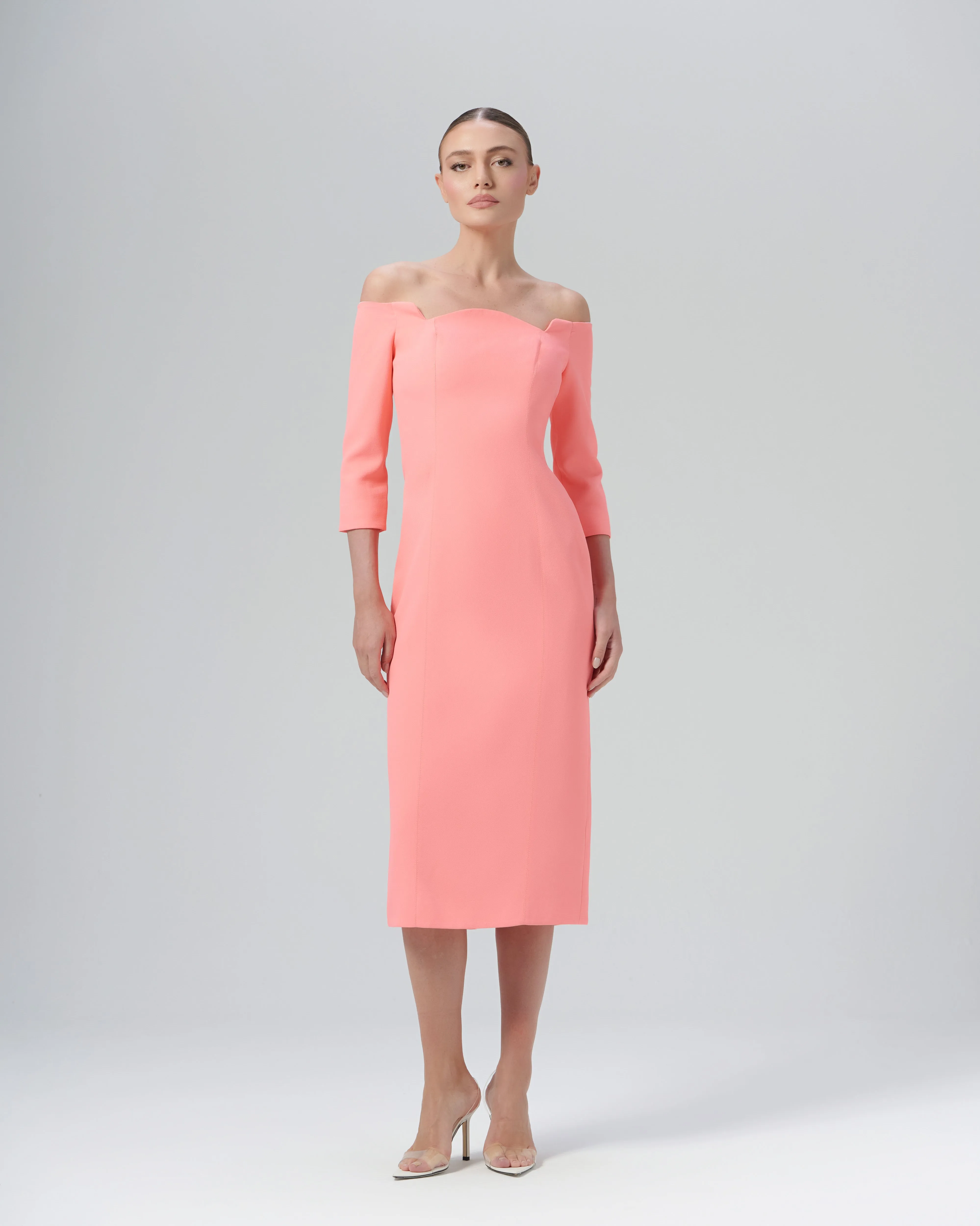 VESTIDO NXT LVL ELLIE NEON CORAL DECOTE OMBRO