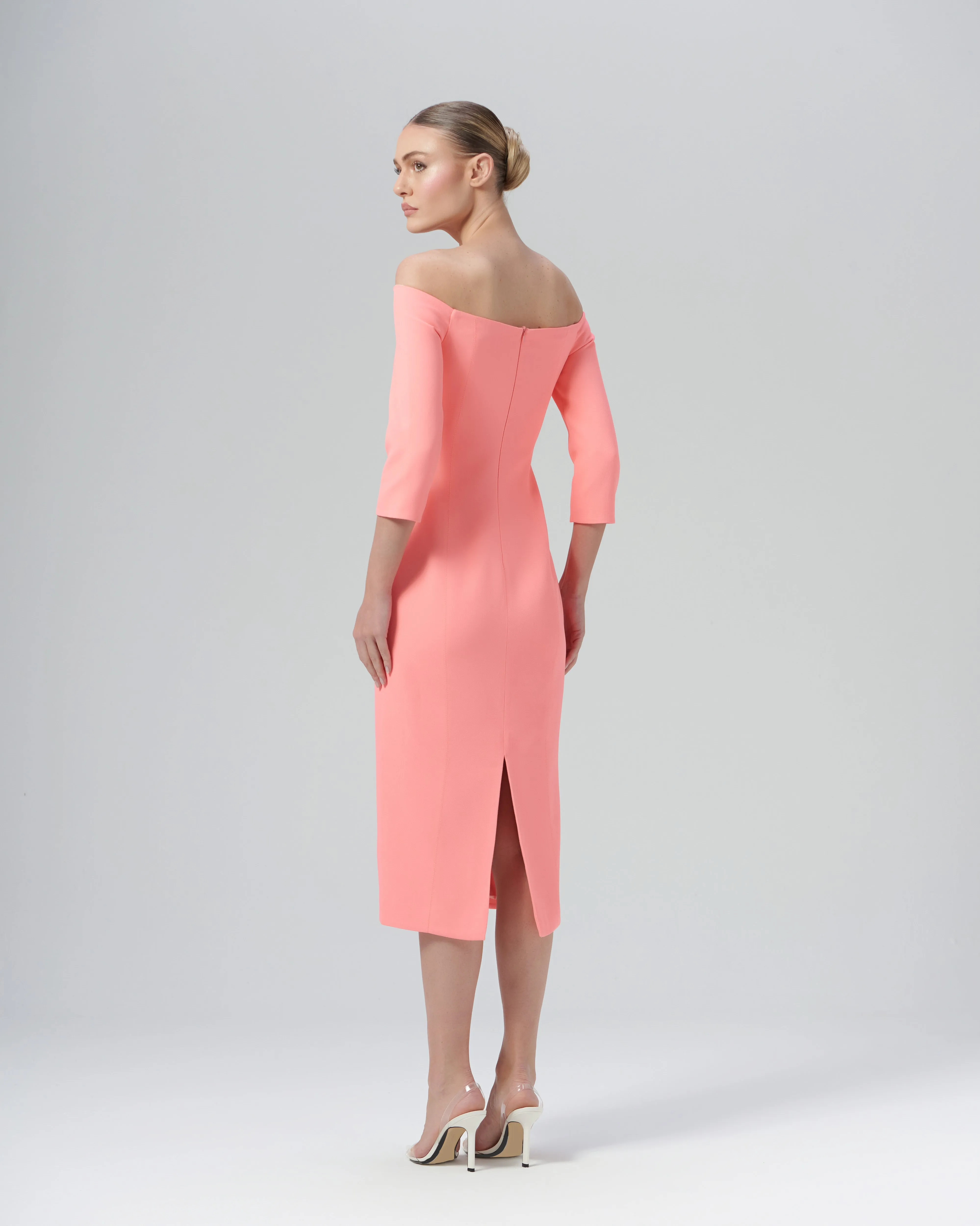 VESTIDO NXT LVL ELLIE NEON CORAL DECOTE OMBRO