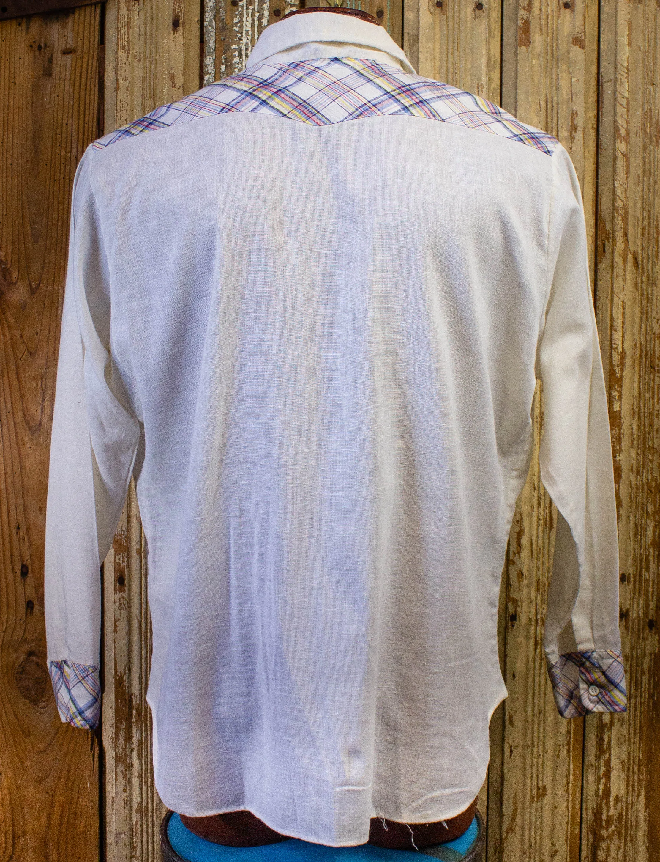 Vintage Sutton Button Up Western Shirt With Plaid Detailing White 2XL