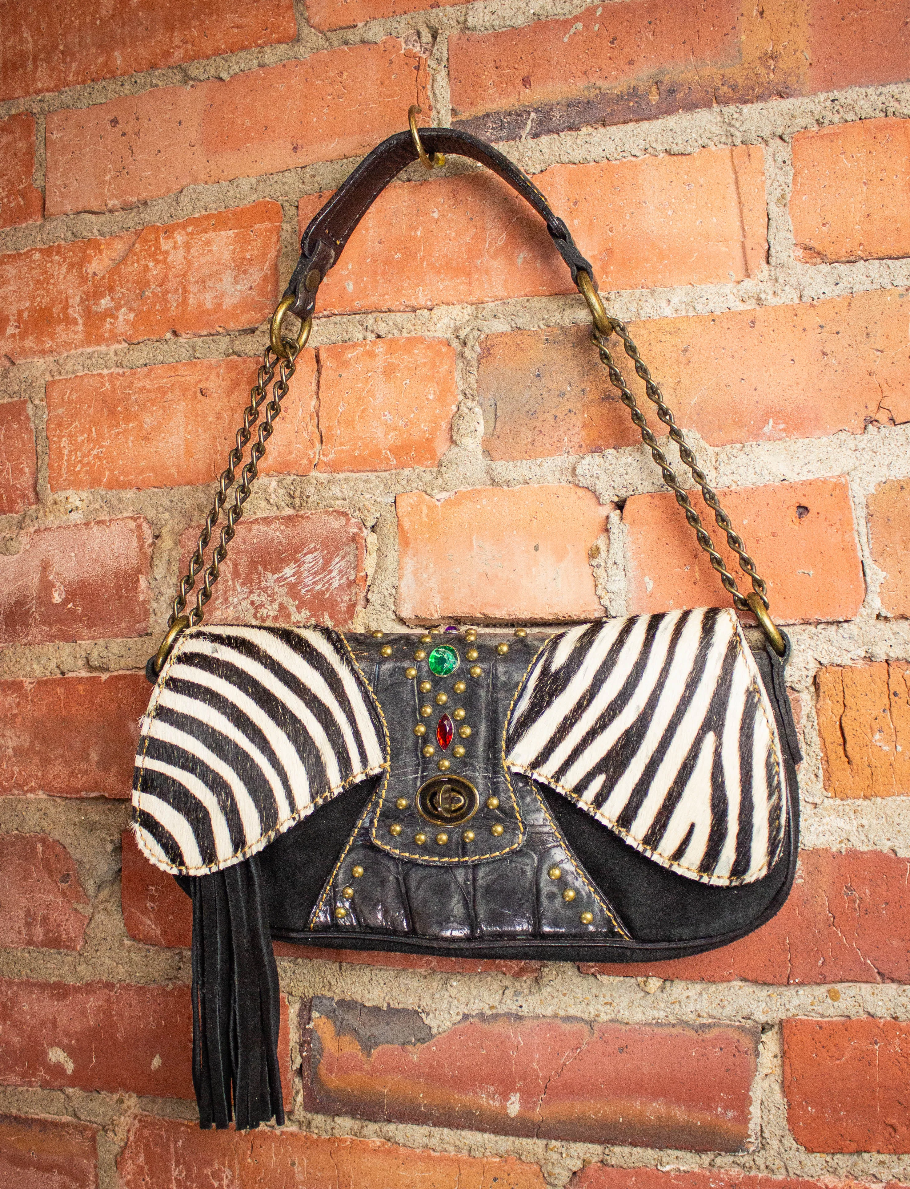 Vintage Zebra Black Purse 1990s