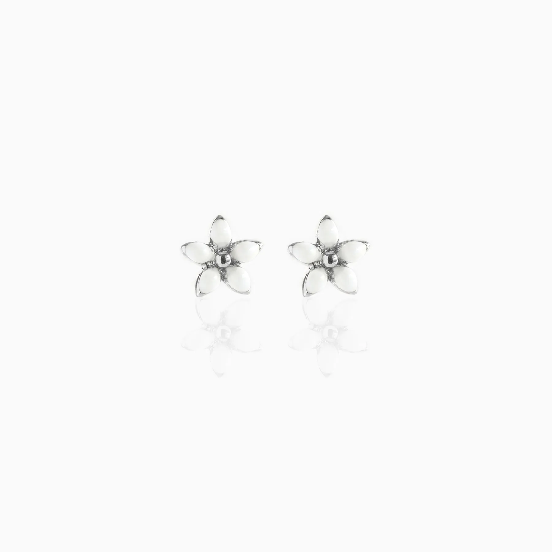 White Enamel Flower Studs