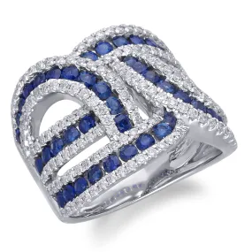 White Gold Sapphire & Diamond Infinite Ring