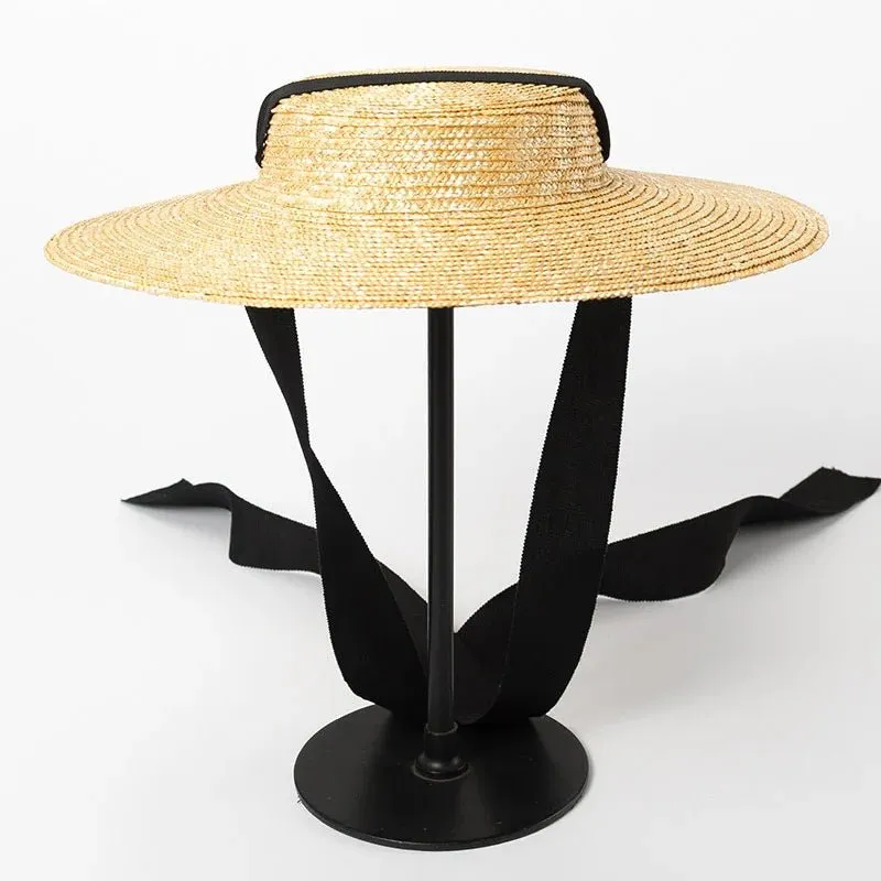 Wide Brim Straw Boater Hat