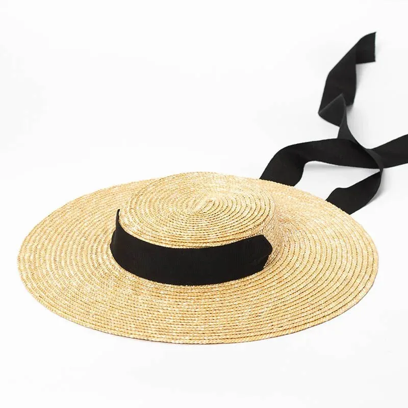 Wide Brim Straw Boater Hat