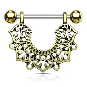 WildKlass Filigree Flower Dangle 316L Surgical Steel Nipple Rings