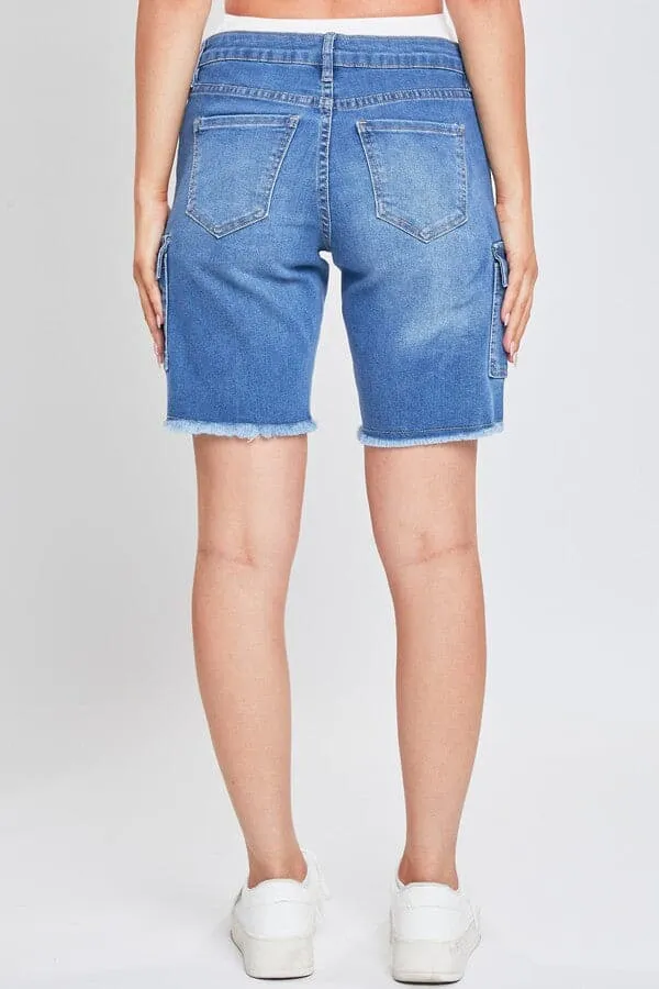 Women's Cargo Bermuda With Frayed Hem