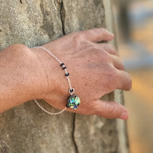 Zero Waste Abalone Bracelet with Upcycled Scuba Gear O-rings