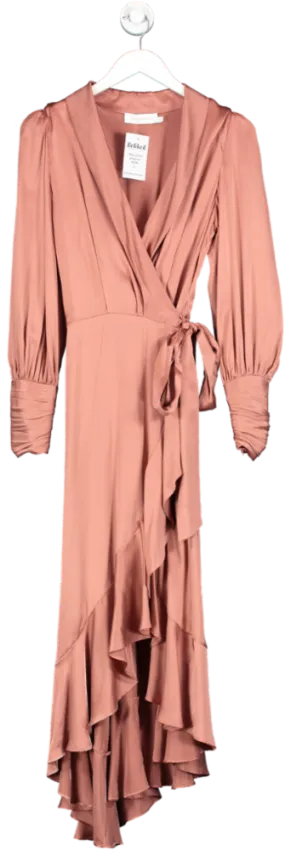 Zimmermann Pink Silk Wrap Midi Dress UK S/M