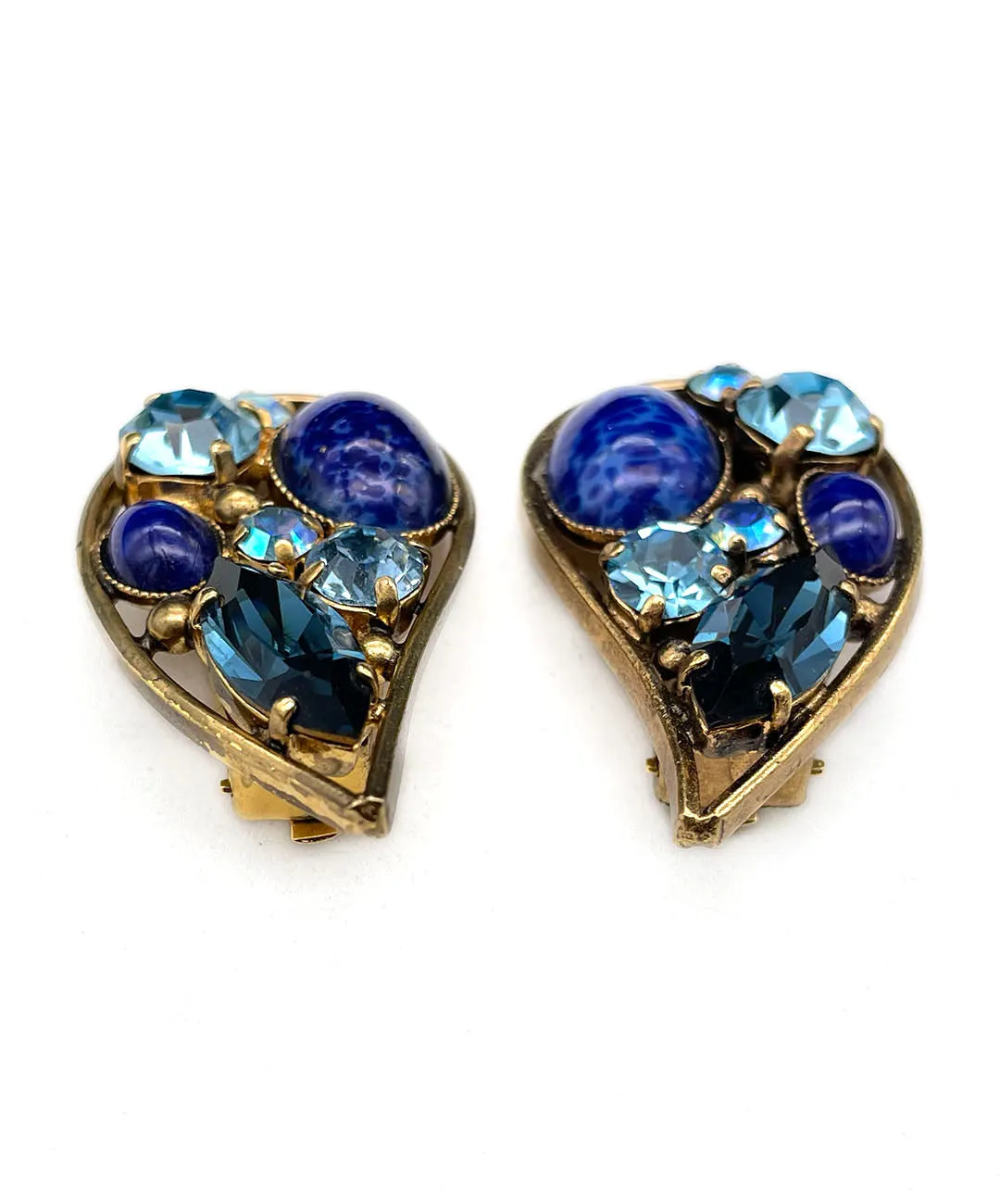 【ドイツ買付】ヴィンテージ SEIBOTH ペイスリー ブルー ビジュー イヤリング/Vintage SEIBOTH Paisley Blue Bijou Clip On Earrings