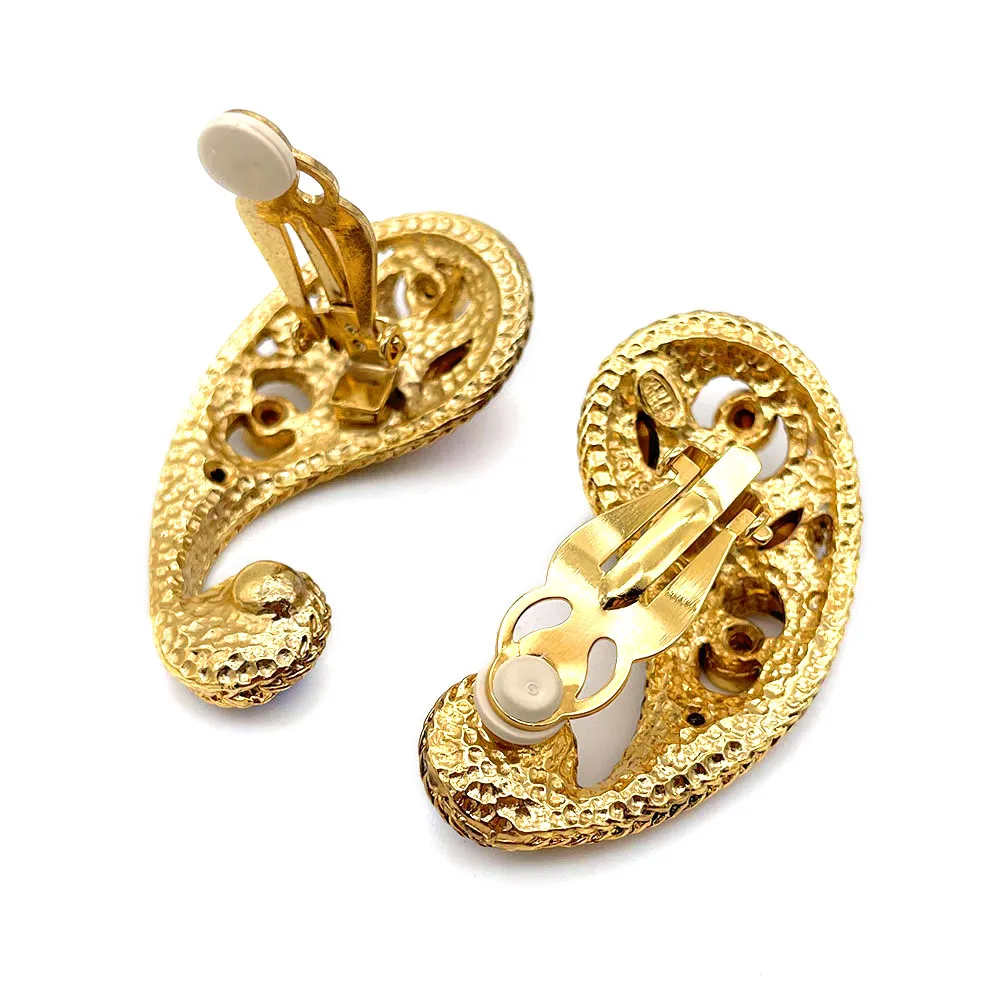 【フランス輸入】ヴィンテージ SPHINX ペイズリー マルチビジュー イヤリング/Vintage SPHINX Paisley Multi Bijou Clip On Earrings